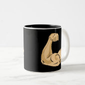 漫画の筋肉MAN強い腕の二頭筋アスレティックポー ツートーンマグカップ (正面右)