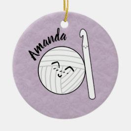 漫画の糸ボール&クロチェットフック+名前 セラミックオーナメント