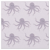 漫画の紫のタコキャラクター微笑 ファブリック (クローズアップ)