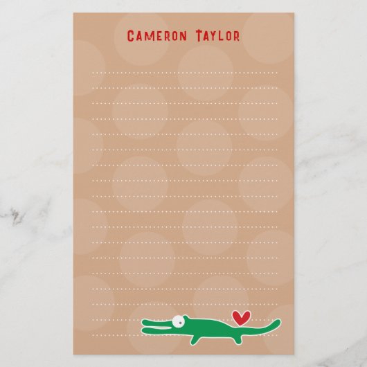 漫画の緑のゲーターキッズのドットありがとう 便箋 (正面)