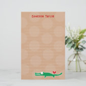 漫画の緑のゲーターキッズのドットありがとう 便箋 (スタンド正面)