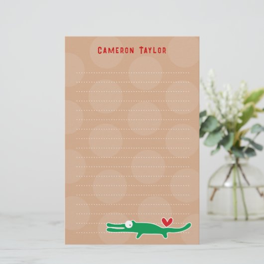 漫画の緑のゲーターキッズのドットありがとう 便箋 (スタンド正面)