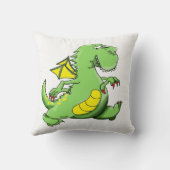 漫画の緑のドラゴン歩くの彼の背中の足 クッション (裏面)