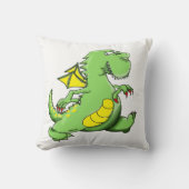 漫画の緑のドラゴン歩くの彼の背中の足 クッション (正面)