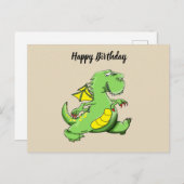 漫画の緑のドラゴン歩くの彼の背中の足 ポストカード (正面/裏面)