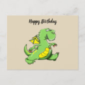 漫画の緑のドラゴン歩くの彼の背中の足 ポストカード (正面)