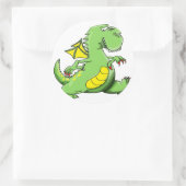 漫画の緑のドラゴン歩くの彼の背中の足 ラウンドシール (バッグ)