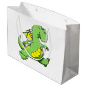 漫画の緑のドラゴン歩くの彼の背中の足 ラージペーパーバッグ (裏面アングル)