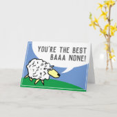 漫画の羊のデザイン(PUN) カード (黄色い花)