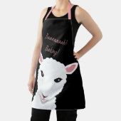 漫画の羊の顔黒ピンクの動物語 エプロン (インサイチュ)