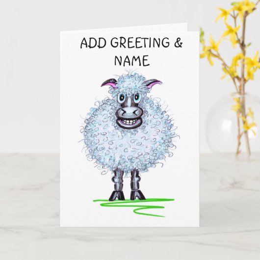 漫画の羊 カード (黄色い花)