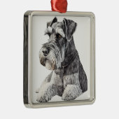 漫画の美しいシャヌツァー子犬 メタルオーナメント (右)