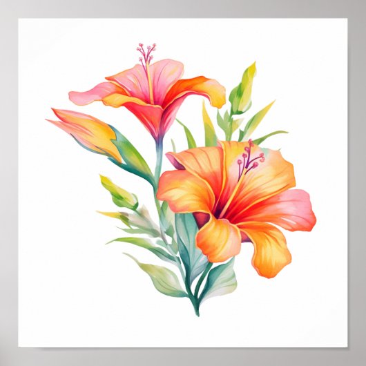 漫画の花イラストレーション ポスター (正面)