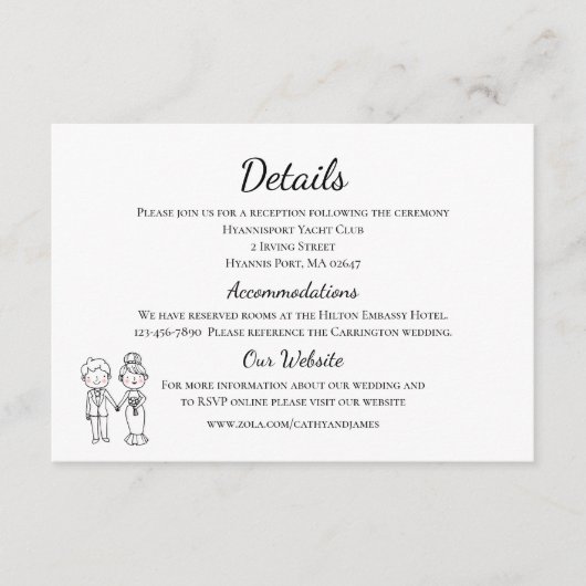 漫画の花嫁と花婿　黒と白の結婚式　詳細 エンクロージャーカード (正面)