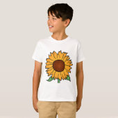 漫画の花、夏の花柄のヒマワリ Tシャツ (正面フル)