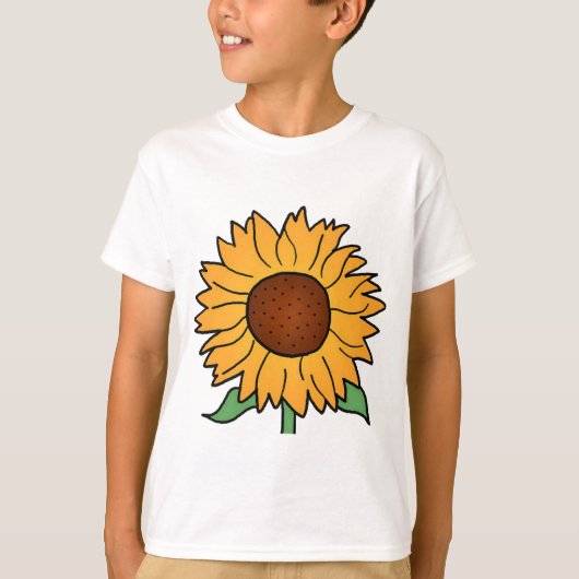 漫画の花、夏の花柄のヒマワリ Tシャツ (正面)