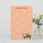 漫画の茶色のクマの子供たちドットありがとう 便箋 (スタンド正面)