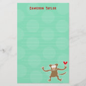 漫画の茶色の猿の子供たちドットありがとう 便箋 (正面)