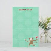 漫画の茶色の猿の子供たちドットありがとう 便箋 (スタンド正面)