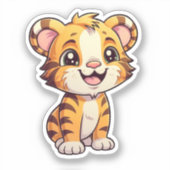 漫画の虎のイラストレーション シール (正面)