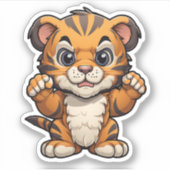 漫画の虎のイラストレーション シール (正面)