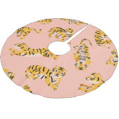 漫画の虎、ピンクのヴィンテージパターン。 ブラッシュドポリエステルツリースカート (アングル)