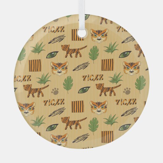 漫画の虎：明るい子供のパターン。 ガラスオーナメント (正面)
