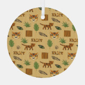 漫画の虎：明るい子供のパターン。 ガラスオーナメント (裏面)