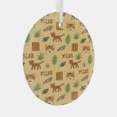 漫画の虎：明るい子供のパターン。 ガラスオーナメント (正面右)