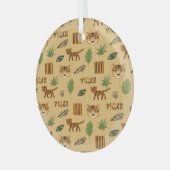 漫画の虎：明るい子供のパターン。 ガラスオーナメント (正面左)