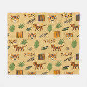 漫画の虎：明るい子供のパターン。 フリースブランケット (正面(横))