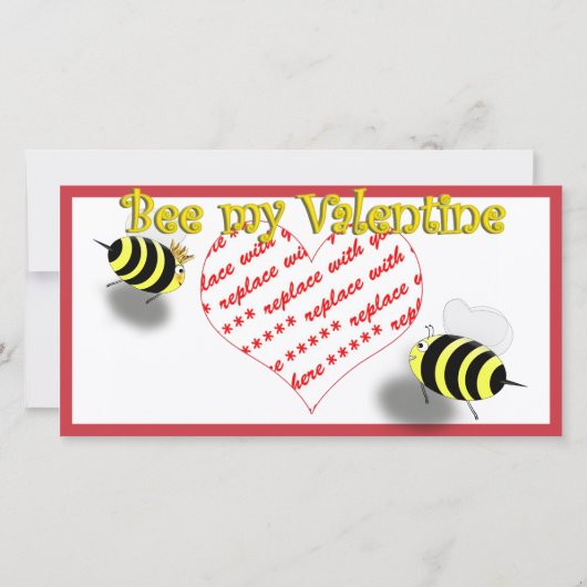 漫画の蜂蜜ミツバチ「Bee My Valentine」フォトフレーム シーズンカード (正面)