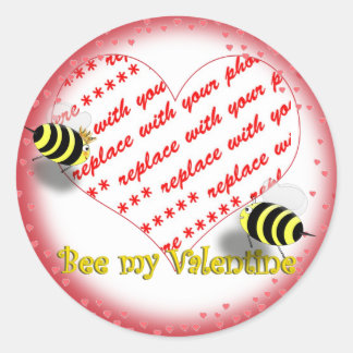 漫画の蜂蜜ミツバチ「Bee My Valentine」フォトフレーム ラウンドシール