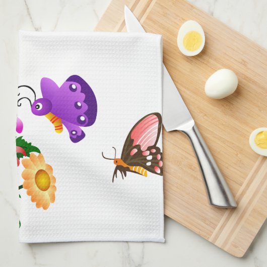 漫画の蝶と花アメリカのMoJoキッチ キッチンタオル (四つ折り)