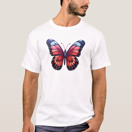 漫画の蝶のイラストレーション Tシャツ (正面)