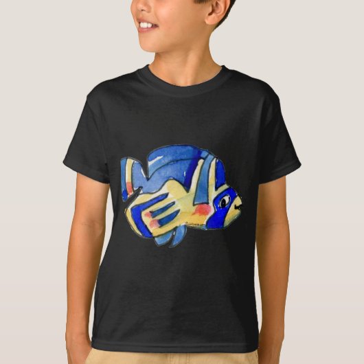 漫画の蝶の青い魚 Tシャツ (正面)
