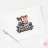 漫画の誕生日お祝いイラスト 長方形シール (封筒)