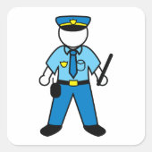 漫画の警察官のおもしろい法執行 スクエアシール (正面)