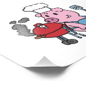 漫画の豚のバーベキュー |背景色の選択 フォトプリント (角)