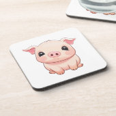 漫画の豚イラストレーション コースター (左側)