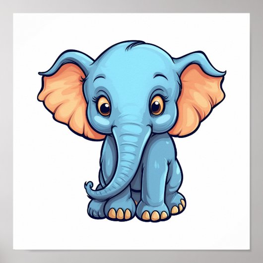 漫画の象のイラストレーション ポスター (正面)