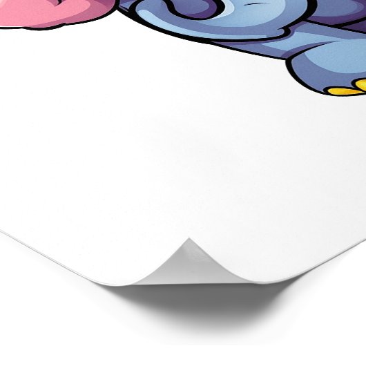 漫画の象のイラストレーション ポスター (角)