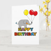 漫画の象のバルーンハッピーバースデー カード (黄色い花)