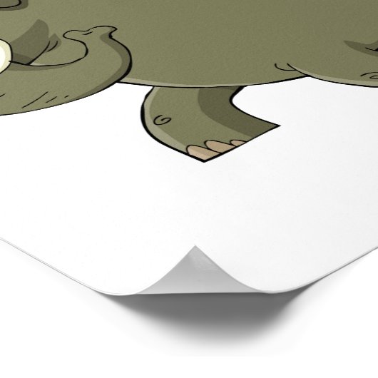 漫画の象の灰色の動物 ポスター (角)