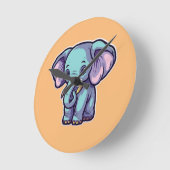 漫画の象 ラウンド壁時計 (傾斜)