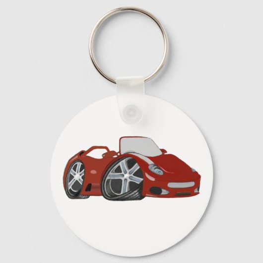 漫画の赤いカーアート キーホルダー (正面)