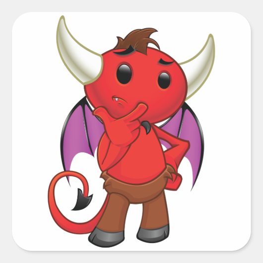 漫画の赤い悪魔のステッカー スクエアシール (正面)