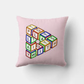漫画の赤い青の黄色の緑のおもちゃブロックアート クッション (裏面)