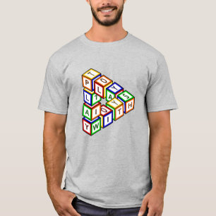 漫画の赤い青の黄色の緑のおもちゃブロックアート Tシャツ