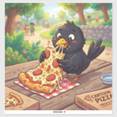 漫画の赤ちゃんクロウ+レイヴン+クロサイチョウピザを食べる シール (シート)
